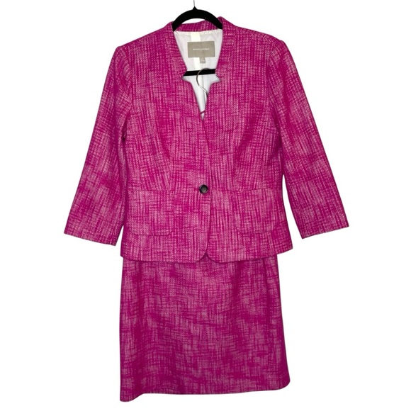 Banana Republic Pink Tweed Blazer and Skirt Suit Set Size 8 Career - Picture 1 of 12